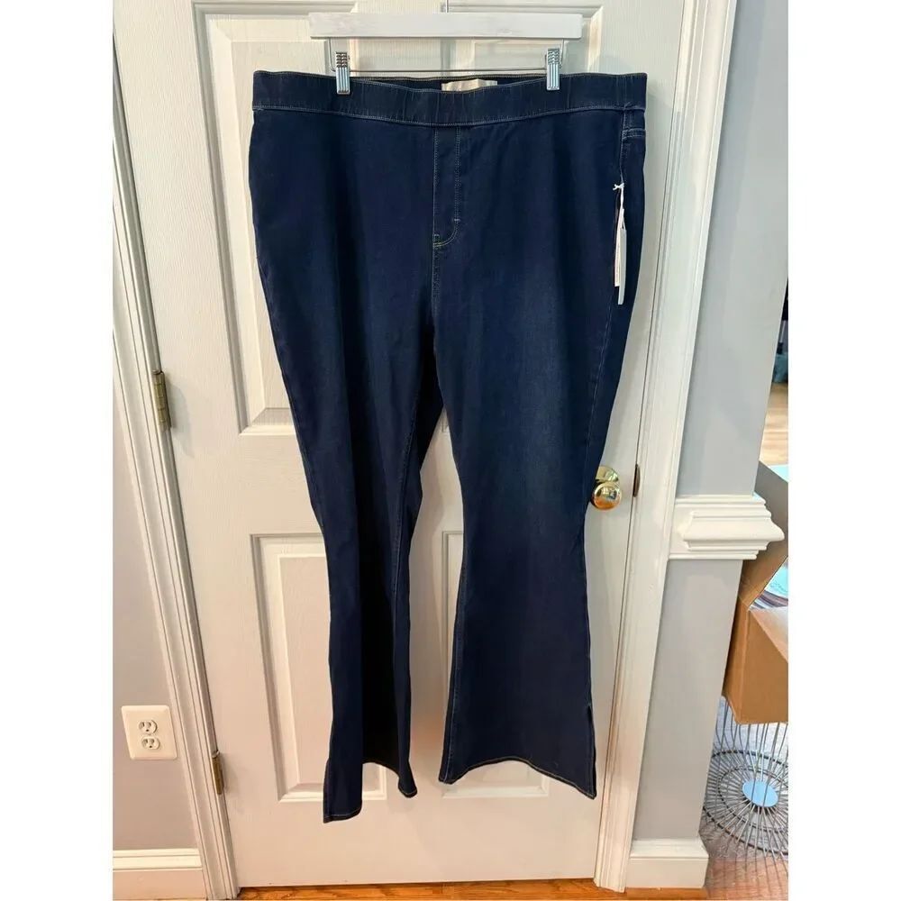 Soft Surroundings Split Hem Boot Cur Pull On Jeans sz 2X NWT
